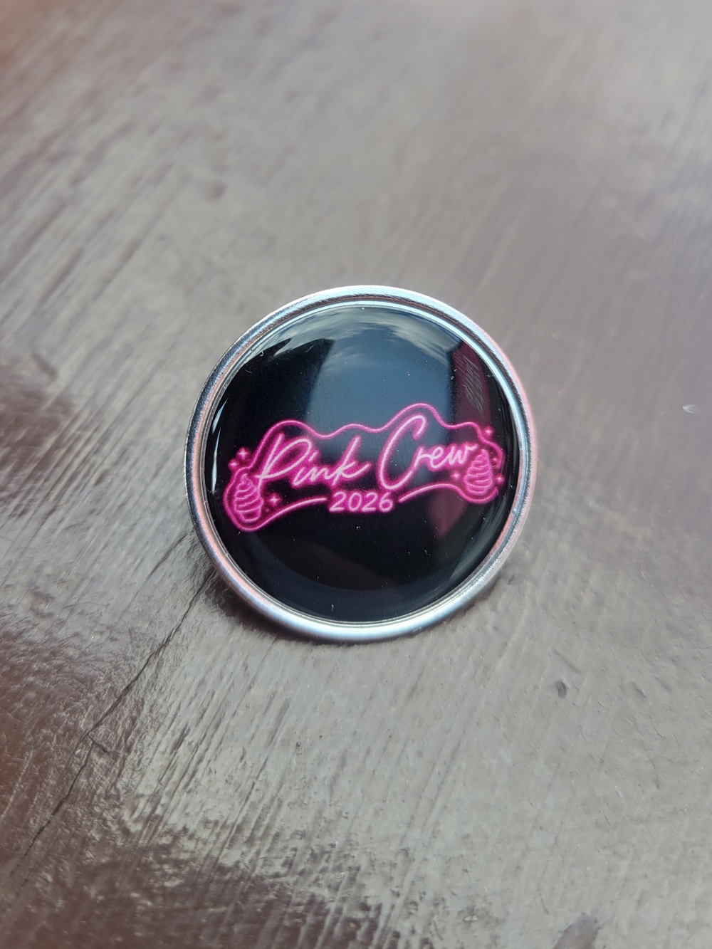 Pink Crew 2026 Black & Pink Lapel Pin